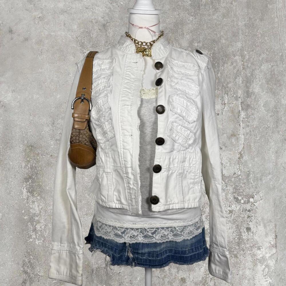 y2k unique white jeans jacket